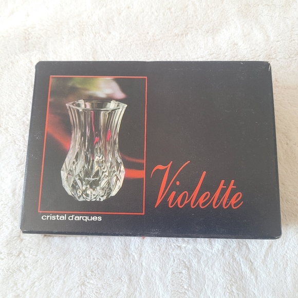 CRISTAL D'ARQUES Vintage Set of Two Lead Crystal Vases Violette Collection - Picture 4 of 8